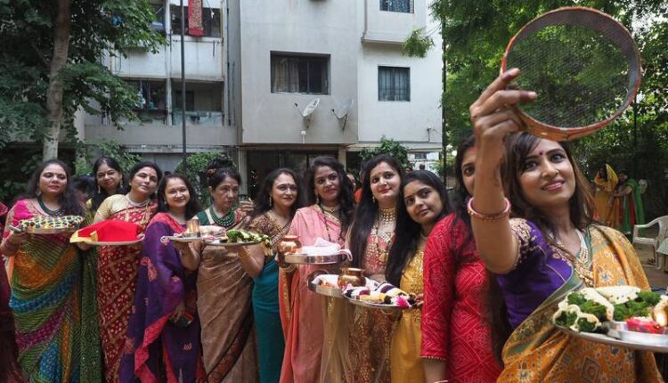 Hindu married women take part in celebrations for the Karva Chauth festival. AFP