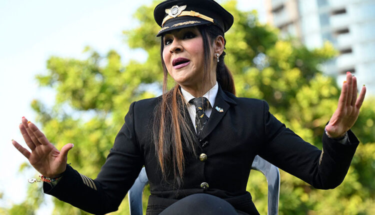 Captain Zoya Agarwal speaks during an interview with AFP, in Greater Noida.