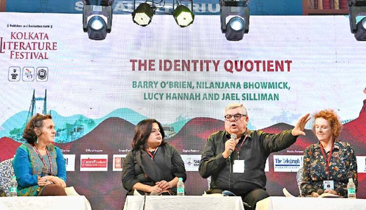 (From left) Jael Silliman, Nilanjana Bhowmick, Barry O’Brien and Lucy Hannah in conversation at the Kolkata Literature Festival at Salt Lake’s Central Park on Thursday evening